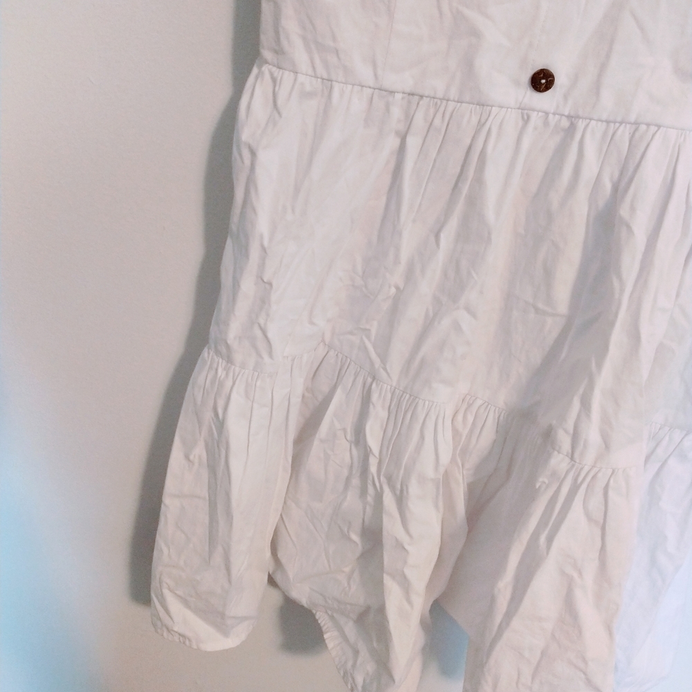 Bailey Blue white ruffle peasant dress with smocked back. Size large - Picture 2 of 5